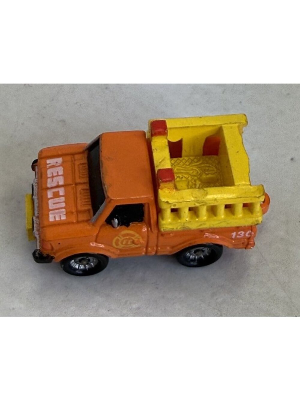 Micro Machines Datsun Fire Rescue Truck Orange Yellow Galoob 1986
